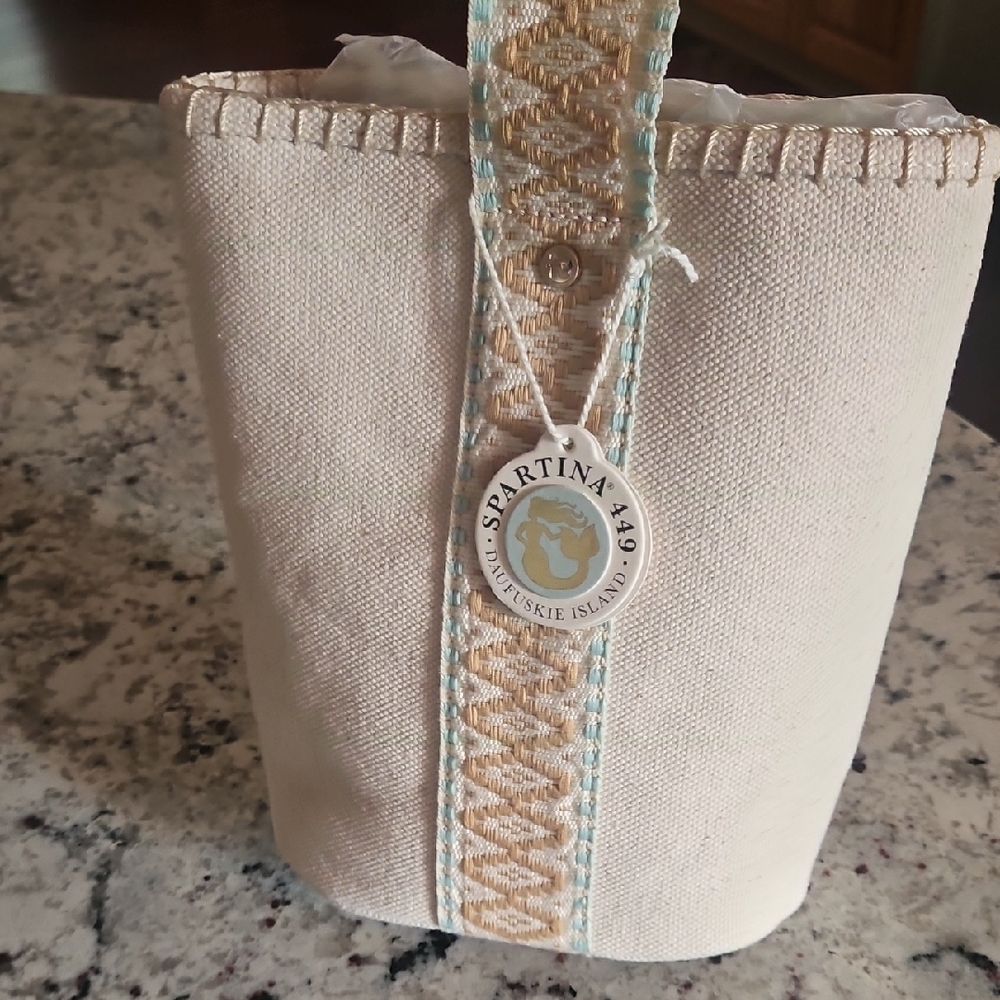 Spartina 449 Beige and Aqua Double Wine Caddy
